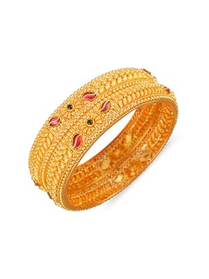 Fancy Balls Gold Bangle-hover