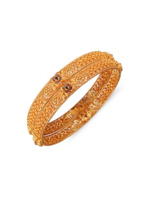 Fancy Balls Gold Bangle-hover
