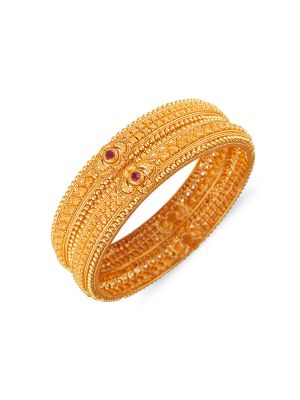 Fancy Balls Gold Bangle-hover