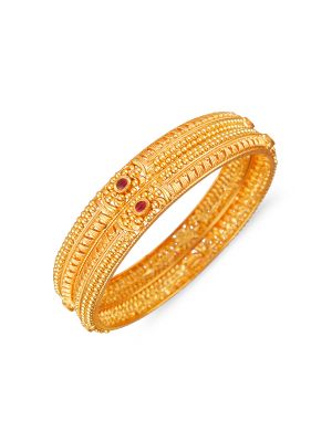 Fancy Balls Gold Bangle-hover