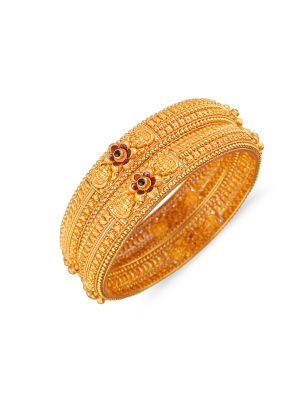 Fancy Balls Gold Bangle-hover