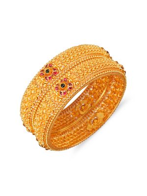 Fancy Balls Gold Bangle-hover