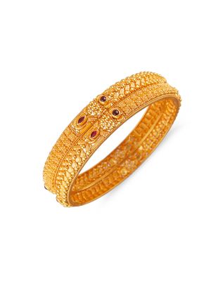 Fancy Balls Gold Bangle-hover