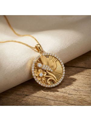 Flower Butterfly Gold Pendant-hover