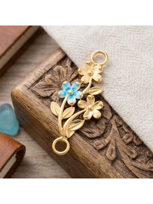 22k Gold Blue Enamel Floral Mugappu for Thali Chain-hover