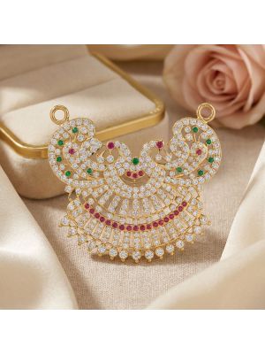 Traditional Twin Mayil Mugapu Pendant-hover