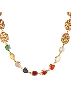 Navaratna Lakshmi Pendant Necklace-hover