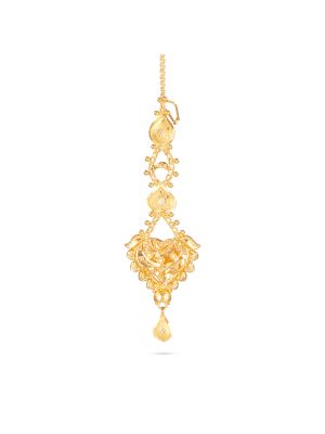 Gold Heart Motif Nethichudi with Drops-hover