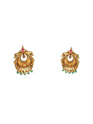 Antique Mayil Stud with Emerald Drops-hover