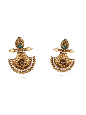 Fancy Floral Motif Chand Earrings-hover