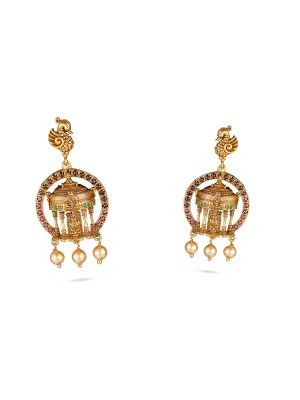 Heritage Mayil Mandap Lakshmi Earrings-hover