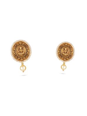 Divine Lakshmi Pearl Drop Earrings-hover
