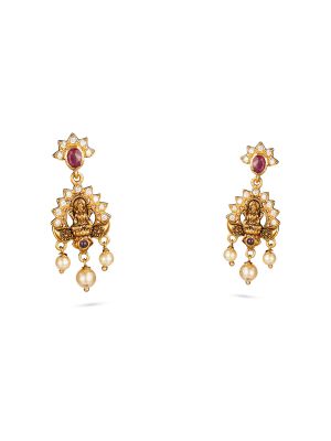 Divine Lakshmi Pearl Drop Earrings-hover