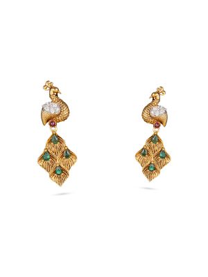 Classic Temple Peacock Earrings-hover