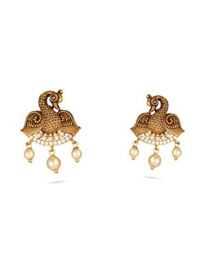 Antique Peacock Motif Earrings-hover