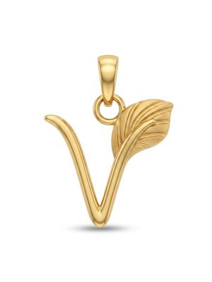 Casting Alphabet V Gold Pendant-hover