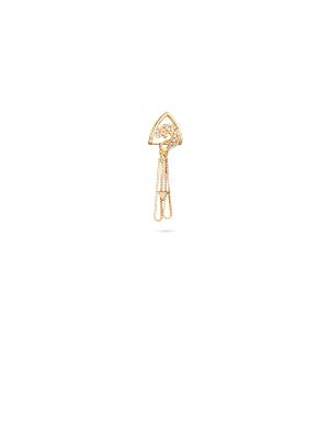 Triangle Floral Motif Chain Casting Drop Earring-hover