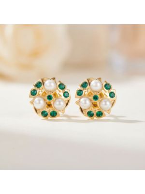 Floral Pearl Stone Stud-hover