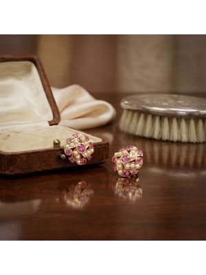 Floral Pearl Stone Stud-hover