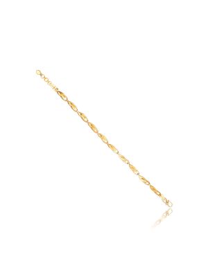 Ornate Leaf Chained Casting Bracelet-hover