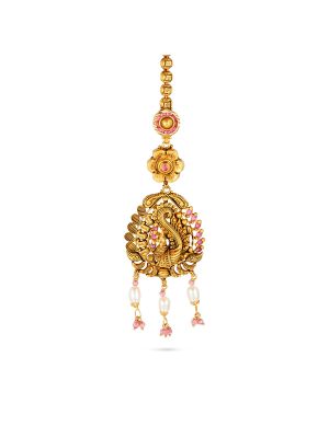 Bridal Antique Floral & Peacock Nethichudi-hover