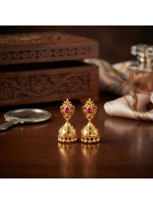 Floral Multicolor Stone Gold Jhumka-hover