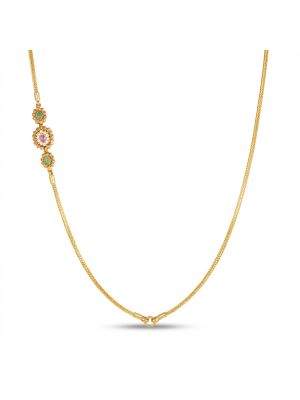 Antique Floral Stone Mugappu Gold Chain-hover
