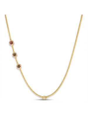 Antique Floral Stone Mugappu Gold Chain-hover
