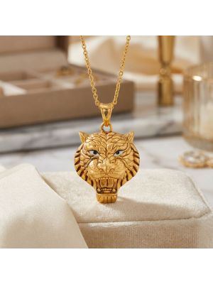 Bold Tiger Design Gold Pendant-hover