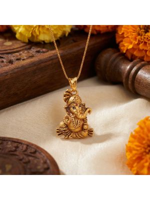 Traditional Lord Ganesh Gold Pendant-hover