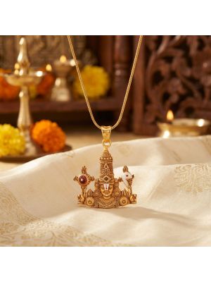 Traditional Lord Balaji Gold Pendant-hover