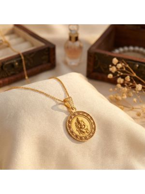 Ornate Frame Ganesha Gold Pendant-hover