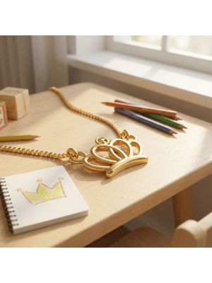 Elegant Crown Kids Gold Necklace-hover
