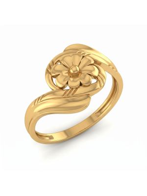 Petal Sculpture Ladies Casting Golden Ring-hover
