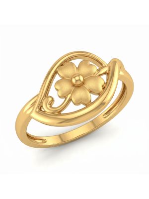 Enclosed Floral Casting Ladies Gold Ring-hover