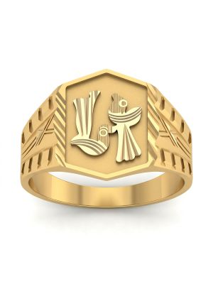 Gents Retro Bolt TV Gold Ring-hover