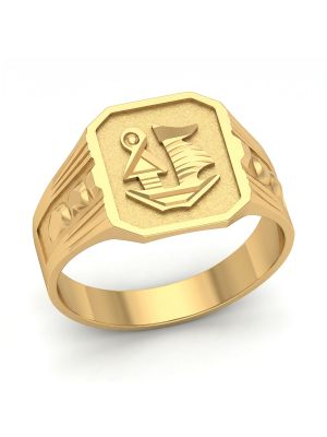 Ship Signet Gents Gold Ring-hover