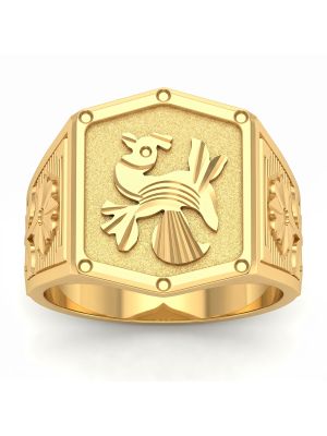 Gents Bold Signet Gold Ring-hover