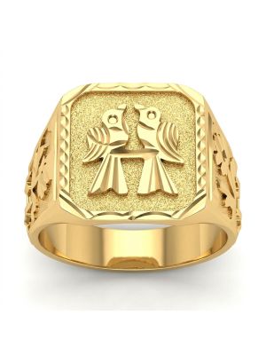 Traditional Signet Gents Gold Ring-hover