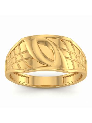Gents Lattice Pattern Gold Ring-hover