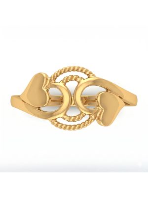 Rope Textured Heart Gold Ring-hover