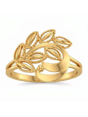 Floral Leaf Gold Ring-hover