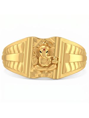 Lord Ganesh Gold Ring-hover