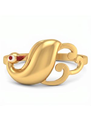 Enamel Peacock Gold Ring-hover