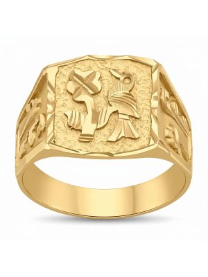 Traditional Men's Heavy Gold Ring-hover
