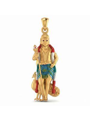 Tamil God Murugan Casting Gold Pendant-hover