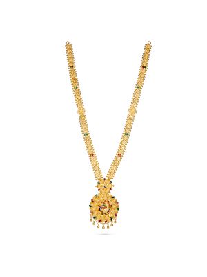 Beaded Floral Pendant Gold Malai-hover