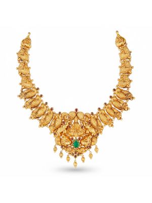 Green Gem Floral Pendant Malai-hover