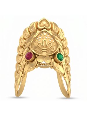 Traditional Crown Ladies Gold Ring-hover