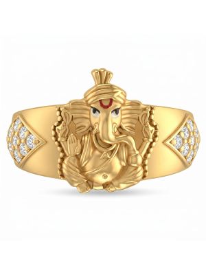 Lord Ganesh Casting Gold Ring-hover